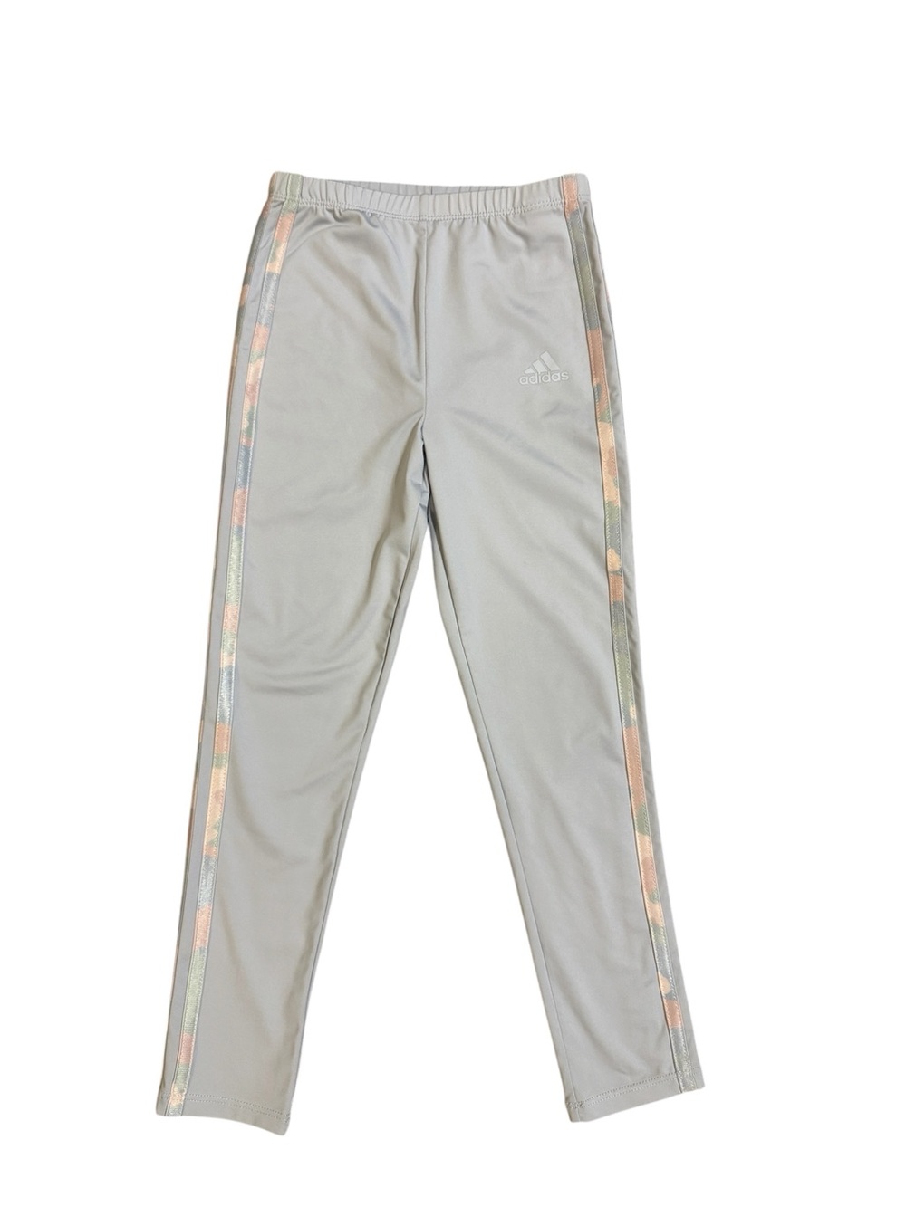 adidas Light Gray Girls' Joggers with Pastel Accent Stripes